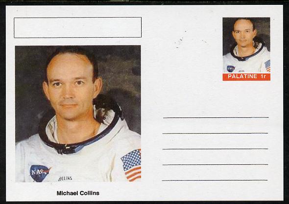 Palatine (Fantasy) Personalities - Michael Collins (astronaut) postal stationery card unused and fine, stamps on personalities, stamps on space, stamps on apollo