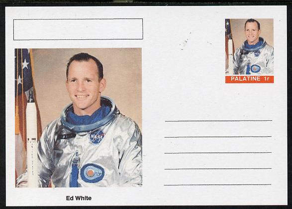 Palatine (Fantasy) Personalities - Ed White (astronaut) postal stationery card unused and fine, stamps on personalities, stamps on space, stamps on apollo