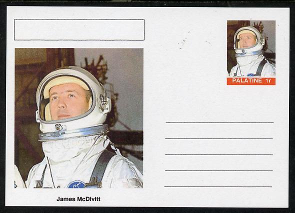 Palatine (Fantasy) Personalities - James McDivitt (astronaut) postal stationery card unused and fine, stamps on personalities, stamps on space, stamps on apollo