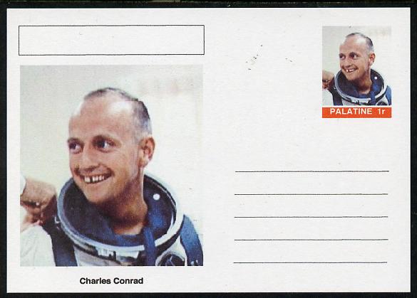 Palatine (Fantasy) Personalities - Charles Conrad (astronaut) postal stationery card unused and fine, stamps on personalities, stamps on space, stamps on apollo