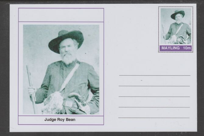 Mayling (Fantasy) Wild West - Judge Roy Bean glossy postal stationery card unused and fine, stamps on personalities, stamps on wild west
