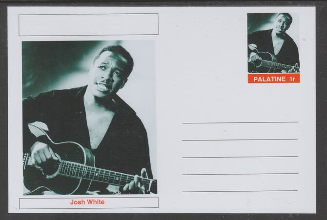Palatine (Fantasy) Personalities - Josh White glossy postal stationery card unused and fine, stamps on personalities, stamps on music, stamps on blues
