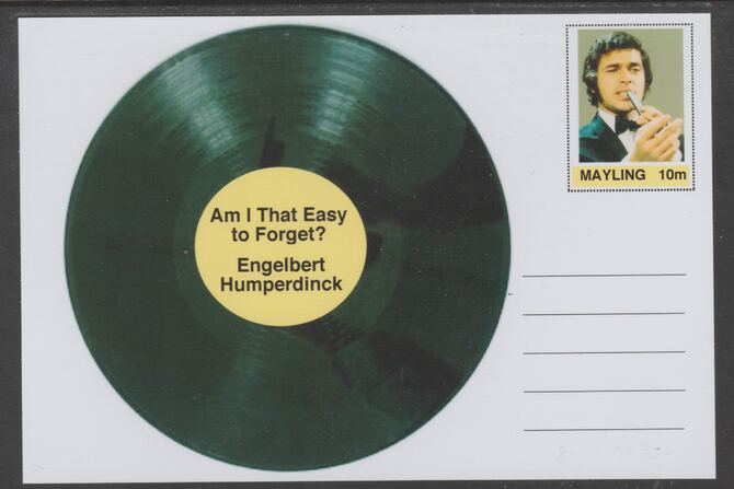 Mayling (Fantasy) Greatest Hits - Engelbert Humperdinck - Am I That Easy to Forget - glossy postal stationery card unused and fine, stamps on , stamps on  stamps on personalities, stamps on  stamps on music, stamps on  stamps on pops, stamps on  stamps on rock, stamps on  stamps on 