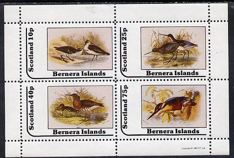 Bernera 1981 Birds #05 (3 Waders & Kingfisher) perf  set of 4 values (10p to 75p) unmounted mint, stamps on birds   kingfisher
