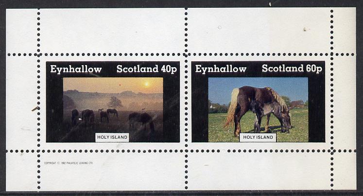 Eynhallow 1982 Horses #3 perf  set of 2 values (40p & 60p) unmounted mint, stamps on , stamps on  stamps on animals   horses