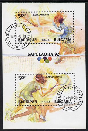 Bulgaria 1990 Olympic Games perf m/sheet cto containing 2 x 50s values, SG MS 3698 (Mi BL 211A), stamps on , stamps on  stamps on olympics     sport    tennis