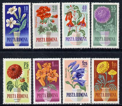 Rumania 1964 Rumanian Flowers set of 8 unmounted mint, SG 3134-4, Mi 2268-75, stamps on , stamps on  stamps on flowers, stamps on  stamps on fuchsias