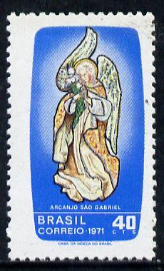 Brazil 1971 St Gabriel's Day (Patron Saint of Communications) unmounted mint SG 1331, stamps on communications, stamps on saints