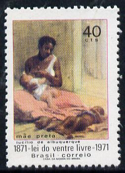 Brazil 1971 Emancipation of Slavery unmounted mint SG 1330, stamps on slavery