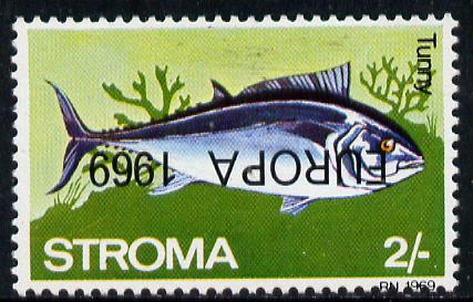 Stroma 1969 Fish 2s (Tunny) perf single with Europa 1969 opt inverted unmounted mint , stamps on fish     marine-life   europa, stamps on gamefish