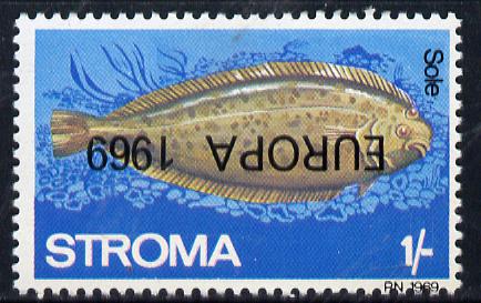 Stroma 1969 Fish 1s (Sole) perf single with 'Europa 1969' opt inverted unmounted mint*, stamps on , stamps on  stamps on fish     marine-life   europa