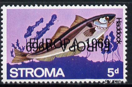 Stroma 1969 Fish 5d (Haddock) perf single with Europa 1969 opt doubled, one inverted unmounted mint*, stamps on fish, stamps on marine life, stamps on europa