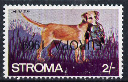 Stroma 1969 Dogs 2s (Labrador) perf single with Europa 1969 opt inverted unmounted mint*, stamps on animals   dogs   europa      labrador