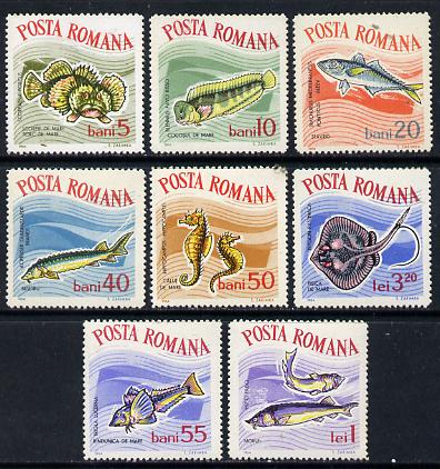 Rumania 1964 Constantza Aquarium set of 8 fish unmounted mint, SG 3146-53,  MI 2280-87*, stamps on fish, stamps on marine life