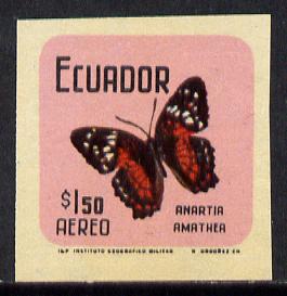 Ecuador 1970 Butterflies $1.50 (Anartia amathea) unmounted mint imperf with coloured background (as SG 1389)*, stamps on butterflies