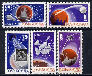 Rumania 1965 Space Probes set of 5 unmounted mint, Mi 2465-69, stamps on space, stamps on communications