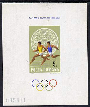 Rumania 1968 Mexico Olympics m/sheet unmounted mint, SG MS3582, Mi Bl 67, stamps on sport, stamps on olympics, stamps on running