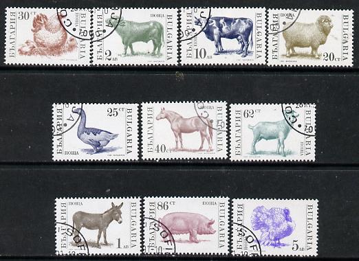Bulgaria 1991 Farm Animals set of 11 cto used, (Mi 3881-85, 3923-27 & 3984) SG 3728-38*, stamps on animals, stamps on farming       sheep    ovine    goose    horses     goat    sow    pigs    swine     donkey      bull    bovine     turkey      cow