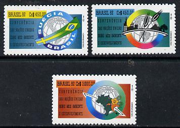 Brazil 1992 UN Conference on Environment #3 set of 3 unmounted mint, SG 2536-38*, stamps on united-nations, stamps on environment    flags