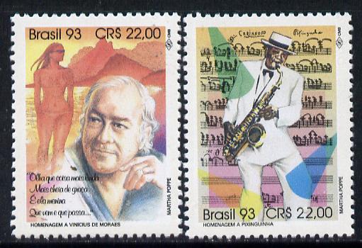 Brazil 1993 Composers set of 2, SG 2601-02 unmounted mint*, stamps on music     composers