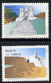 Brazil 1992 Fortresses set of 2, SG 2553-54 unmounted mint*, stamps on militaria    forts
