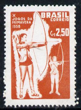 Brazil 1958 Spring Games (Archery) unmounted mint SG 993*, stamps on sport    archery