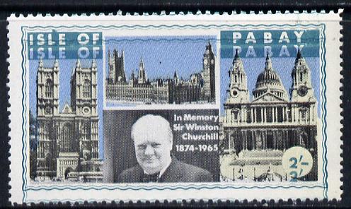 Pabay 1968 Churchill 2s with green (frame, name & value) doubled (slight set-off on gummed side), stamps on churchill  personalities 