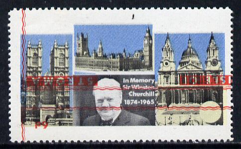 Stroma 1968 Churchill 6d with red (frame, name & value) inverted (slight set-off on gummed side), stamps on churchill  personalities 