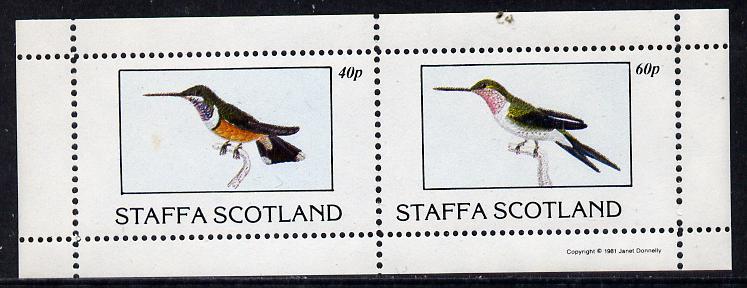 Staffa 1981 Hummingbirds #01 perf,set of 2 values (40p & 60p) unmounted mint, stamps on birds, stamps on humming-birds, stamps on hummingbirds