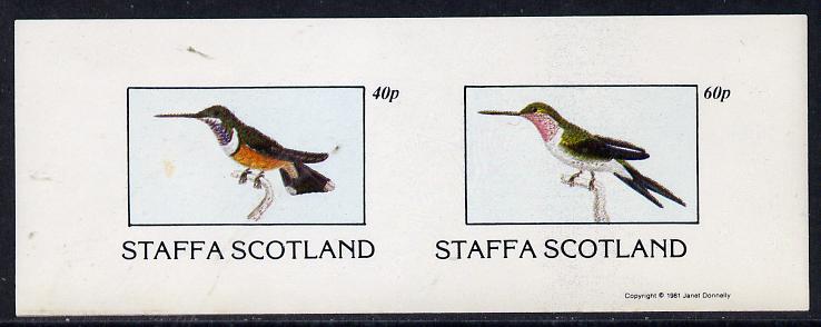 Staffa 1981 Hummingbirds #01 imperf,set of 2 values (40p & 60p) unmounted mint, stamps on birds, stamps on humming-birds, stamps on hummingbirds