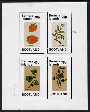 Bernera 1982 Fruit (Hautboys, Lemon Tree, Mulberry Tree & Currants) imperf  set of 4 values (10p to 75p) unmounted mint , stamps on fruit