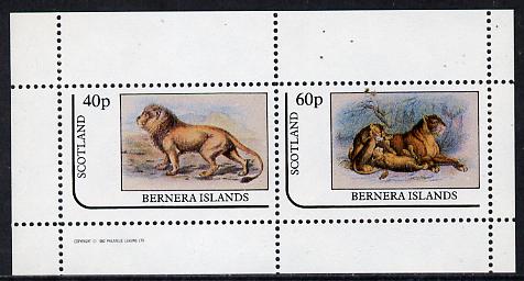 Bernera 1982 Animals (Lions) perf  set of 2 values (40p & 60p) unmounted mint, stamps on animals   cats