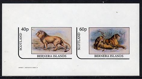 Bernera 1982 Animals (Lions) imperf  set of 2 values (40p & 60p) unmounted mint, stamps on animals   cats