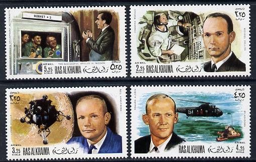 Ras Al Khaima 1969 Apollo 11 set of 4 unmounted mint, Mi 335-8A), stamps on space    helicopters     nixon    usa-presidents
