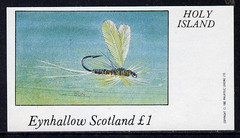 Eynhallow 1982 Fishing Flies (Dun) imperf souvenir sheet (Â£1 value) unmounted mint, stamps on fishing