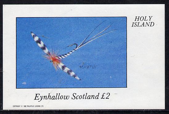 Eynhallow 1982 Fishing Flies (Mayfly) imperf deluxe sheet (Â£2 value) unmounted mint, stamps on fishing