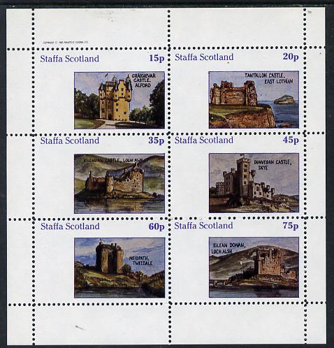 Staffa 1982 Castles #1 perf set of 6 values (15p to 75p) unmounted mint, stamps on castles, stamps on scots, stamps on scotland