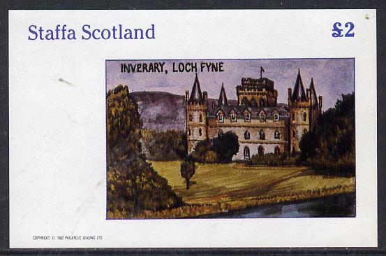 Staffa 1982 Castles #1 (Inverary Castle) imperf deluxe sheet (Â£2 value) unmounted mint, stamps on castles, stamps on scots, stamps on scotland