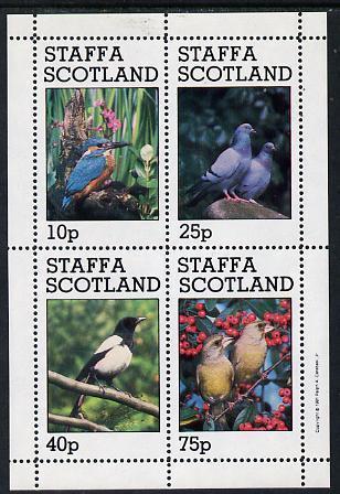 Staffa 1981 Birds #06 (Kingfisher, Pigeons, etc) perf  set of 4 values (10p to 75p) unmounted mint, stamps on birds   kingfisher       pigeons