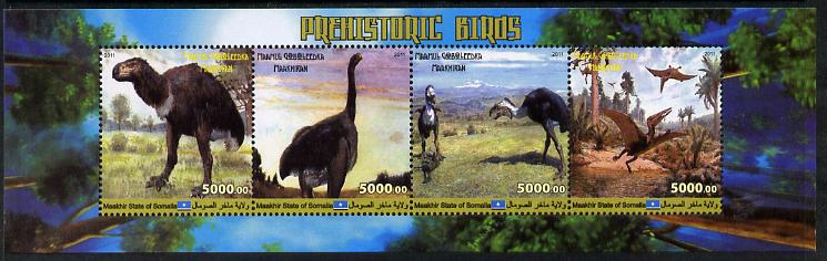 Maakhir State of Somalia 2011 Pre-historic Animals #5 perf sheetlet containing 4 values unmounted mint, stamps on , stamps on  stamps on dinosaurs