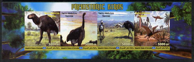 Maakhir State of Somalia 2011 Pre-historic Animals #5 imperf sheetlet containing 4 values unmounted mint, stamps on dinosaurs