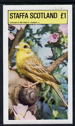 Staffa 1981 Birds #06 imperf souvenir sheet (Â£1 value) unmounted mint, stamps on birds
