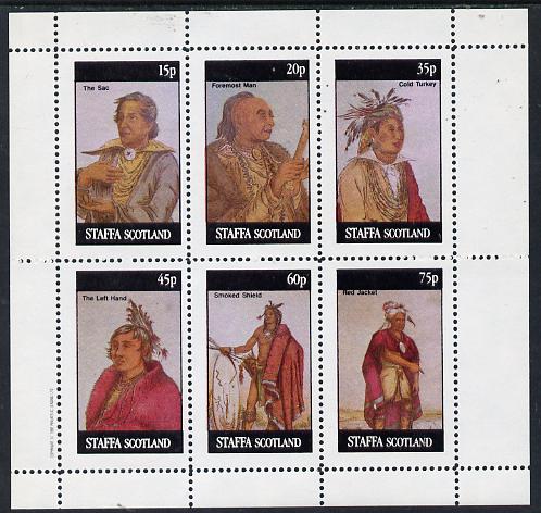 Staffa 1982 N American Indians #02 perf set of 6 values unmounted mint , stamps on cultures    indians   americana, stamps on wild west
