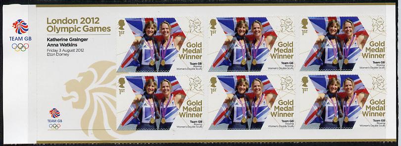 Great Britain 2012 London Olympic Games Team Great Britain Gold Medal Winner #06 - Katherine Grainger & Anna Watkins (Rowing Women's Sculls) self adhesive sheetlet containing 6 x first class values unmounted mint, stamps on olympics, stamps on self adhesive, stamps on london, stamps on rowing
