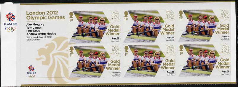 Great Britain 2012 London Olympic Games Team Great Britain Gold Medal Winner #09 - Alex Gregory, Tom James, Pete Reed & Andrew Triggs Hodge (Rowing Men's Fours) self adhesive sheetlet containing 6 x first class values unmounted mint, stamps on olympics, stamps on self adhesive, stamps on london, stamps on rowing