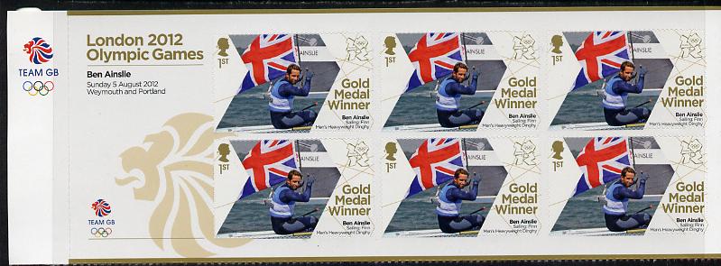 Great Britain 2012 London Olympic Games Team Great Britain Gold Medal Winner #15 - Ben Ainslie (Sailing) self adhesive sheetlet containing 6 x first class values unmounte..., stamps on olympics, stamps on self adhesive, stamps on london, stamps on sailing