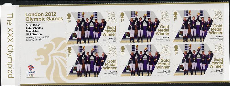 Great Britain 2012 London Olympic Games Team Great Britain Gold Medal Winner #17 - Scott Brash, Peter Charles, Ben Maher & Nick Skelton (Equestrian) self adhesive sheetlet containing 6 x first class values unmounted mint, stamps on olympics, stamps on self adhesive, stamps on london, stamps on horses, stamps on jumping