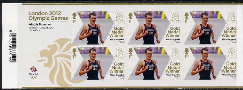 Great Britain 2012 London Olympic Games Team Great Britain Gold Medal Winner #19 - Alistair Brownlee (Triathlon) self adhesive sheetlet containing 6 x first class values unmounted mint, stamps on olympics, stamps on self adhesive, stamps on london, stamps on athletics