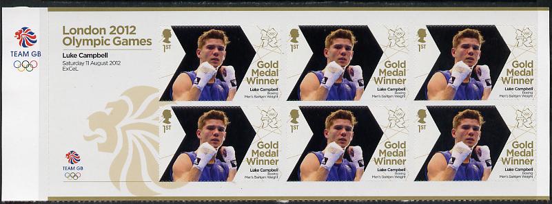 Great Britain 2012 London Olympic Games Team Great Britain Gold Medal Winner #28 - Luke Campbell (Boxing) self adhesive sheetlet containing 6 x first class values unmounted mint, stamps on olympics, stamps on self adhesive, stamps on london, stamps on boxing