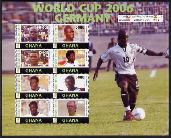 Ghana 2006 Football World Cup perf sheetlet containing 8 values unmounted mint, SG 3560-67, stamps on football